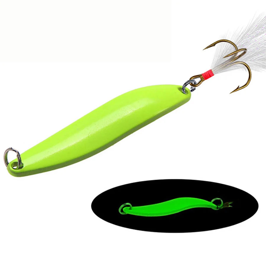 1pcs Crankbait Winter Luminous Fishing Lure Bass Metal Tackle  Sequins Spinner Spoon Hard Bait Artificial Wobbler For Pike Fish