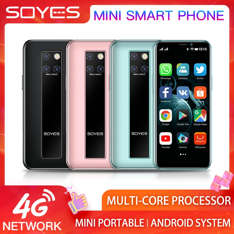 Soyes S10H Super Mini Smartphone With RAM 3GB ROM 64GB Android 9.0 Support Google Play Store Ultra-Thin Student Card Cell Phones