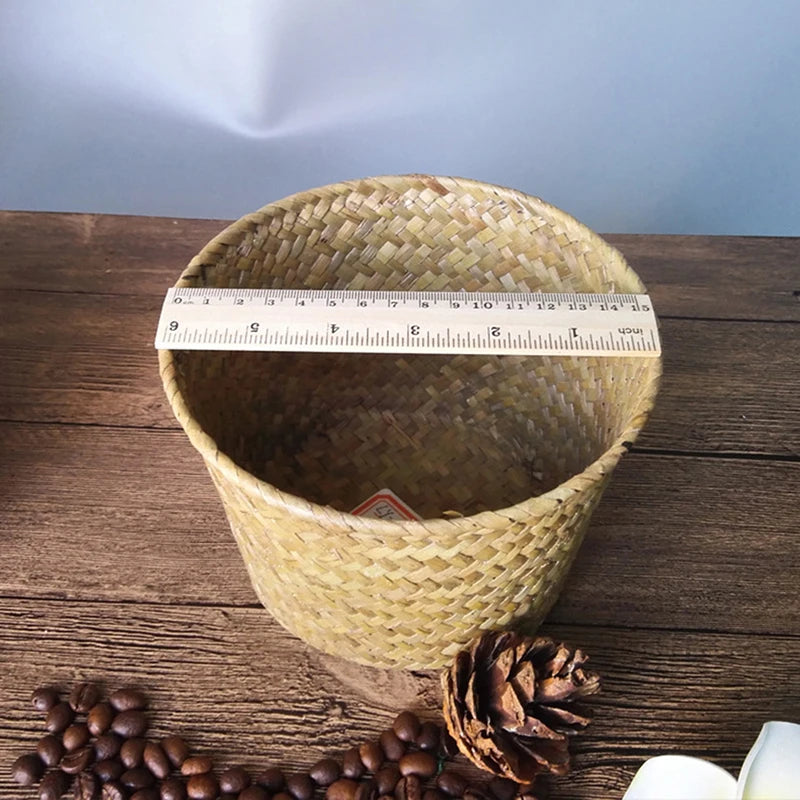 Laundry Straw Patchwork Wicker Rattan Seagrass Belly Garden Flower Pot Planter Basket 2019 Handmade Bamboo Storage Baskets