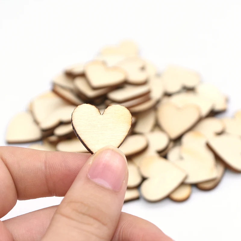 Wooden Mini Cute Love Heart/Star/Round Shape Wedding Table Scatter Decor Unfinished Wooden Crafts Wedding Ornaments