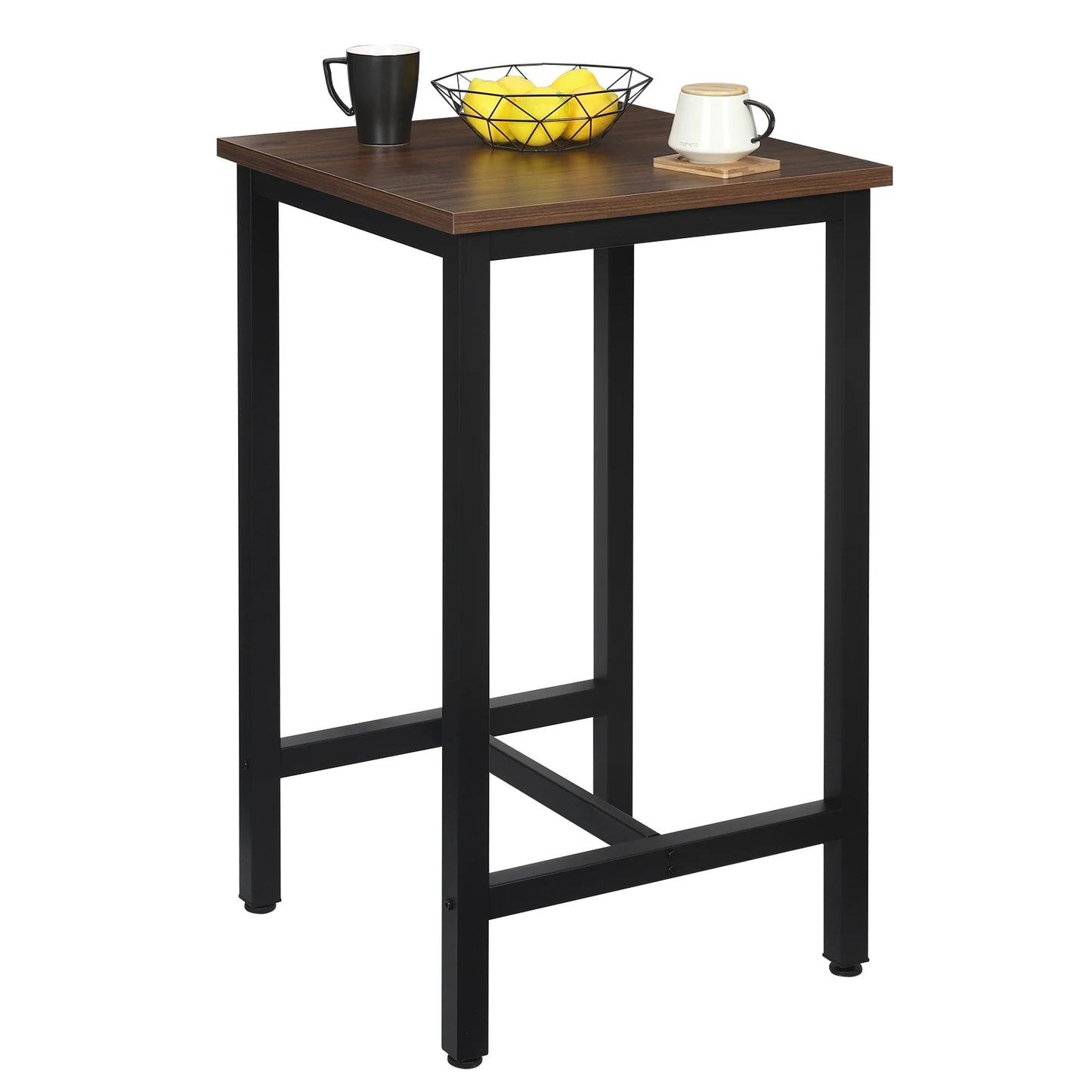 1PC High Bar Table Bistro Dining Table with Metal Frame 60 x 60 x 102cm Coffee Tea Home Kitchen Breakfast Bar Furniture