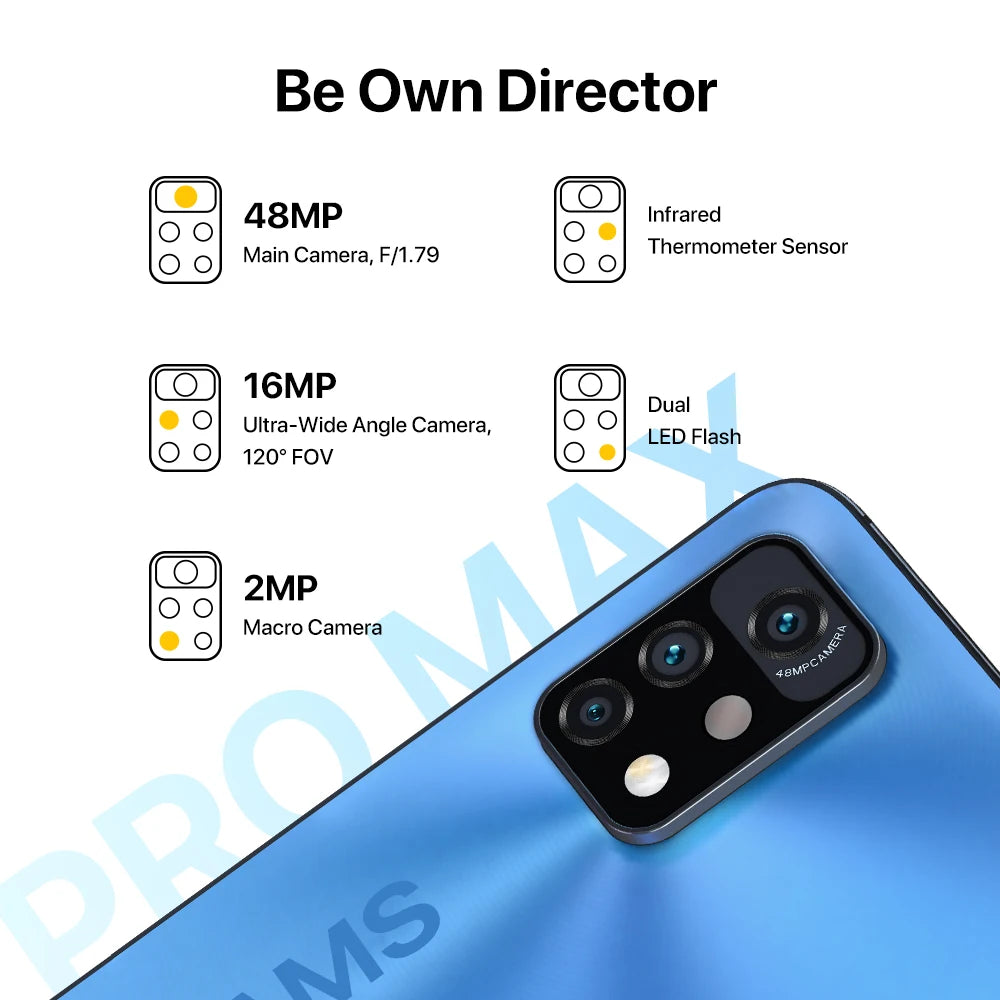 UMIDIGI A11 Pro Max Smartphone Android11 Helio G80 Global Version 6.8"FHD+ Screen 128GB 48MP AI Triple Camera 5150mAh Cell Phone