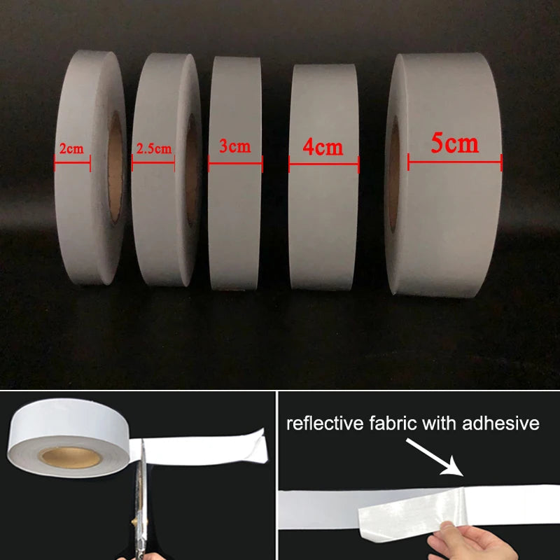 Reflective Fabric Sticker Self-Adhesive Backing Warning Tape For Clothes Bag Helmet