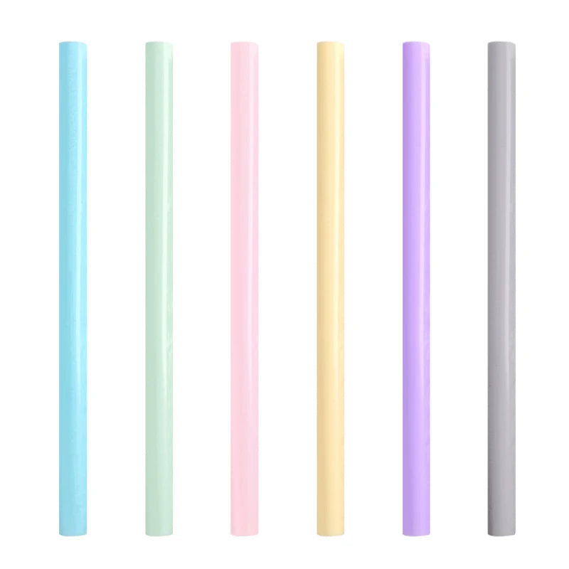 Reusable Silicone Drinking Straws , Big Size Flexible Straws with Cleaning Brush for Toddlers & Kids- 6 Pieces(Colours may vary)