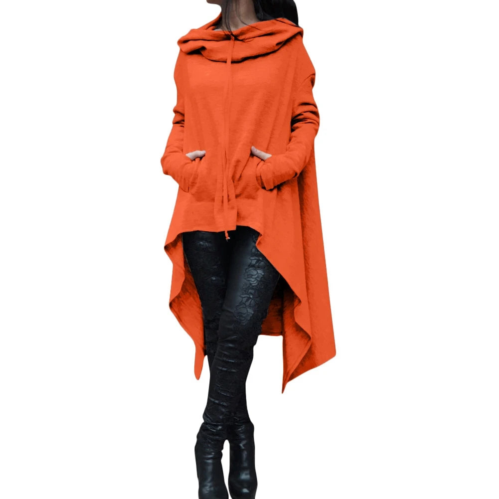 Fashion Trends New European and N Pure Color Long Hoodie