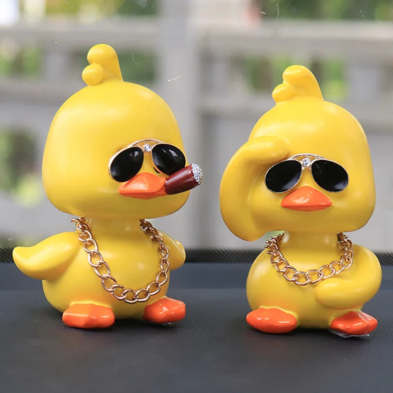 Tiktok yellow duck car interior ornament cute car shaking head doll car creativity car accessories interior car decor automobile