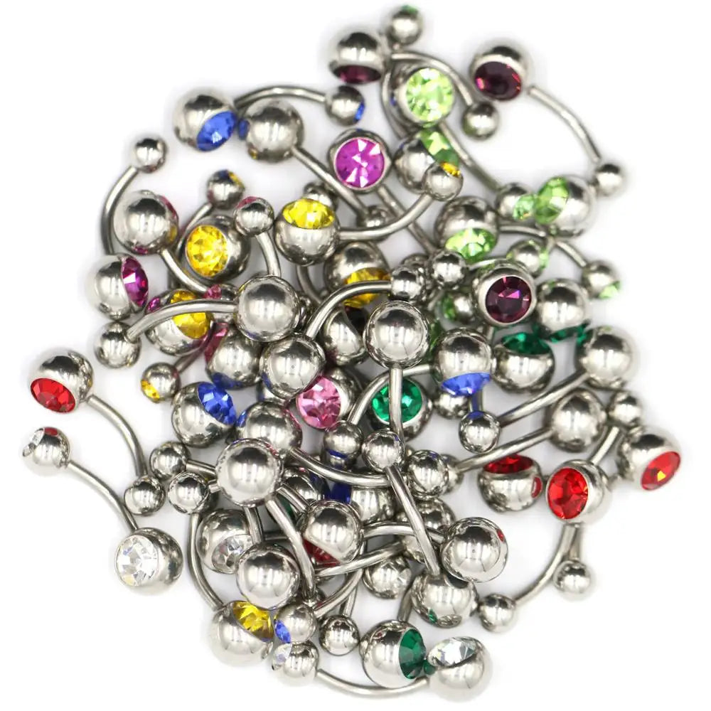 5/10/15/20pcs/Lot Crystal Piercing Navel Surgical Steel Rhinestone Belly Button Rings Navel Piercing Ombligo Ball Nombril