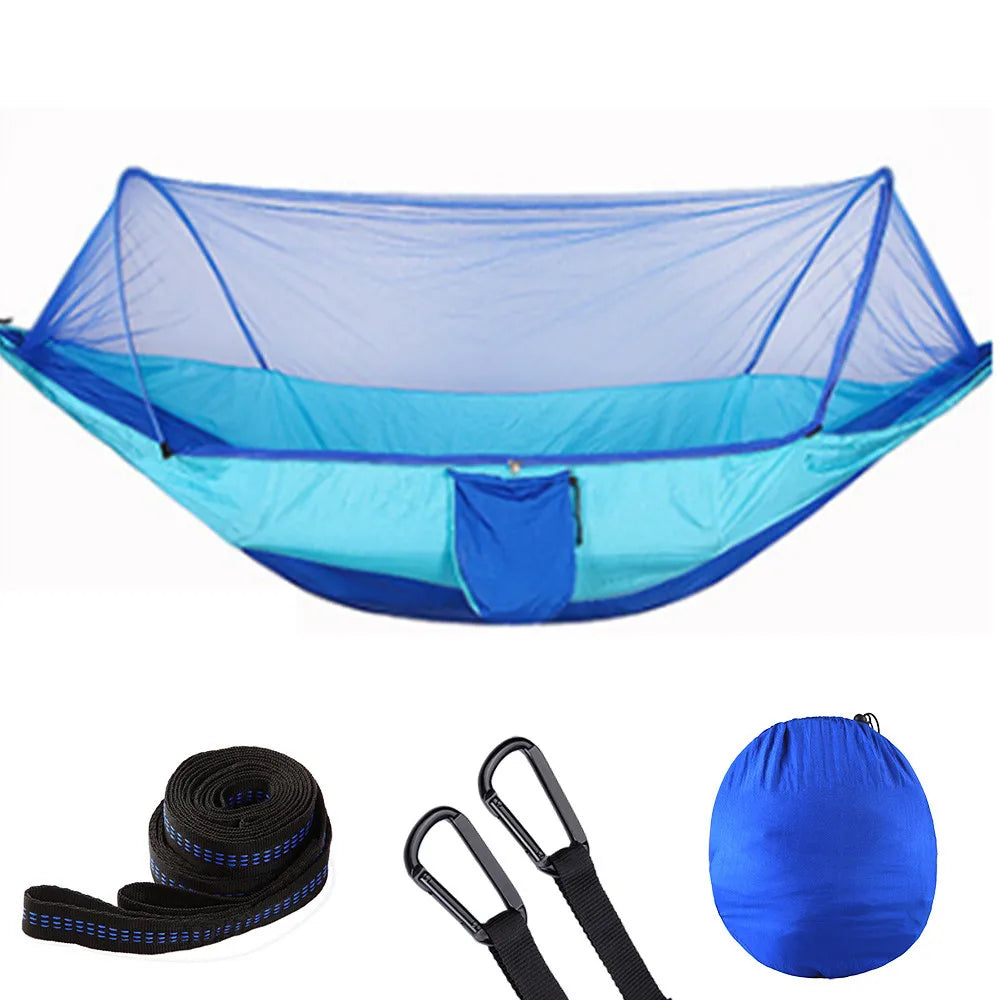 2023 Camping Hammock with Mosquito Net Pop-Up Light Portable Outdoor Parachute Hammocks Swing Sleeping Hammock Camping Stuff