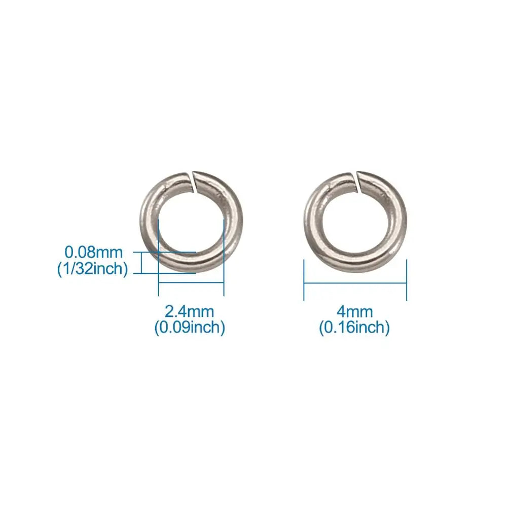 4000pcs 3mm 4mm 5mm 6mm 7mm 8mm 10mm Stainless Steel Open Jump Rings Single Loop Split Ring Connectors for Jewelry Making DIY