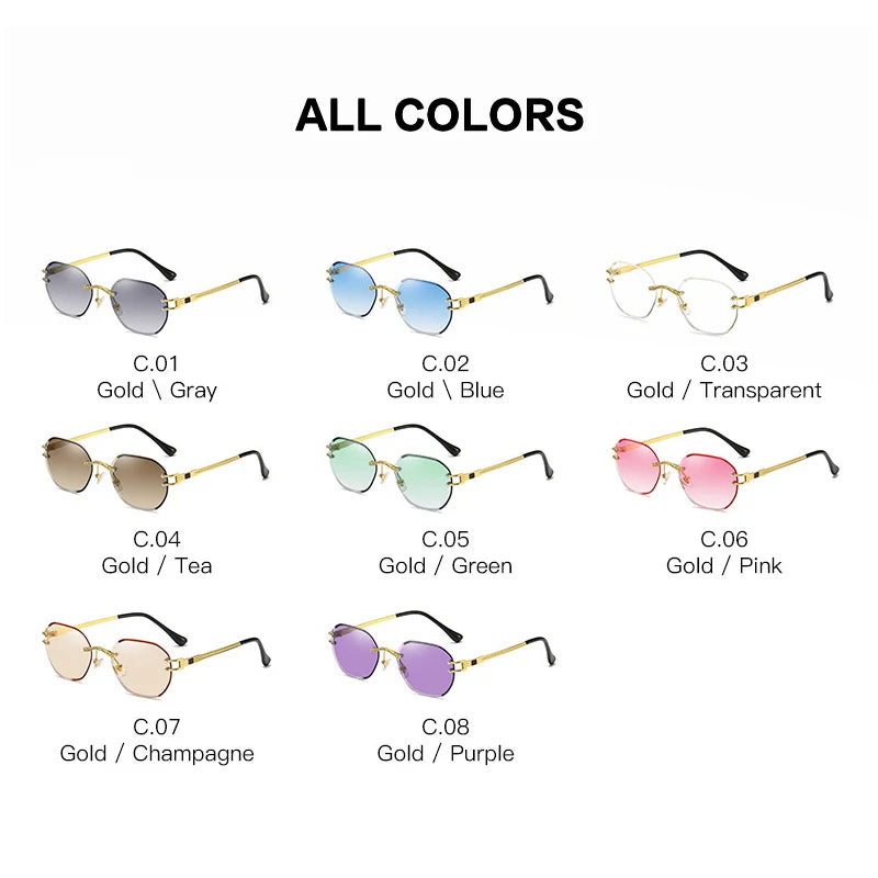 Blue Sunglasses Frameless Rimless Men 2021 High Quality Square Metal Sun Glasses Women Mirror Sea Summer Style