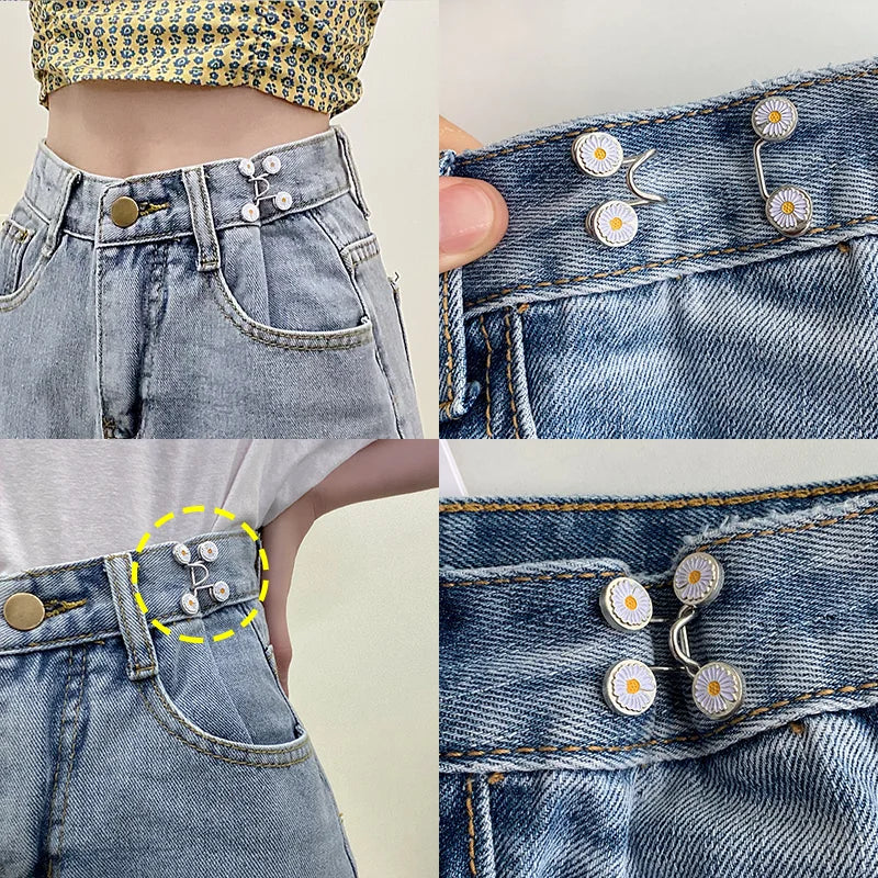 Women's Brooch Set Tighten Waist Brooches for Women Skirt Pants Jeans Adjustable Waist Clip Metal Pins Clothing Accessories