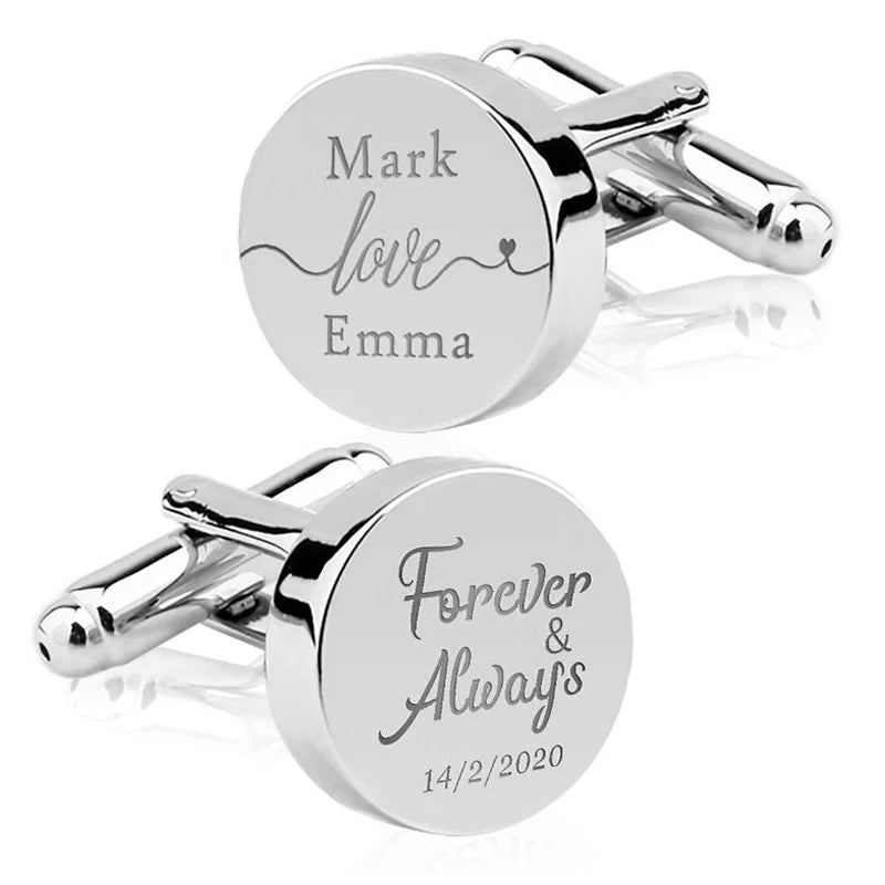 Personalized Engrave Initial Cufflinks for Wedding Birthday Groomsmen Gift Stainless Steel Cufflinks Statement Jewelry