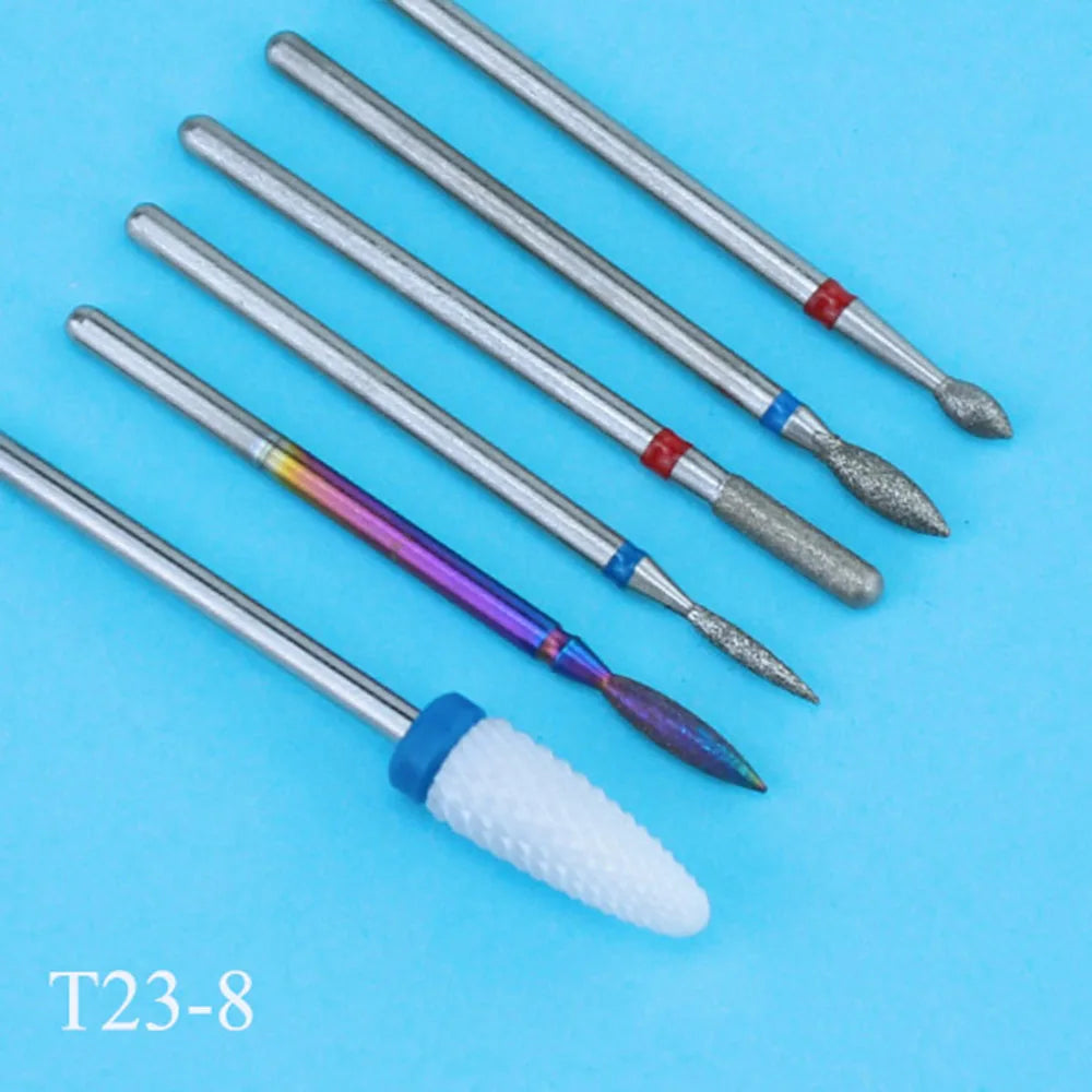 6pcs/pack Diamond Nail Milling Cutter Rotary Burr for Nail Files Cuticle Clean Drill Bits Apparatus for Manicure Art Tools