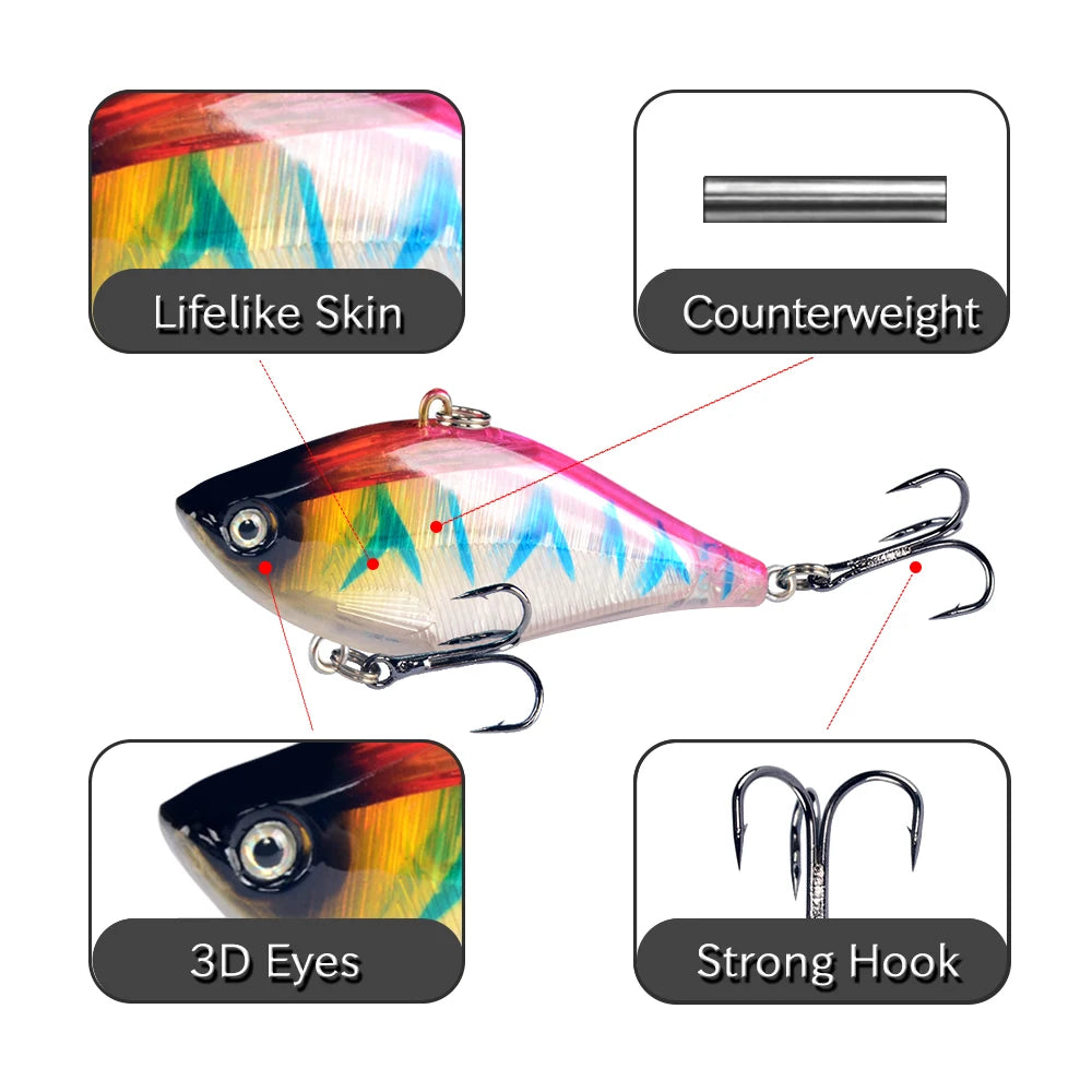 LINGYUE Fishing Wobbler Hard Platic VIB Fishing Lure 6CM 13G Isca Artificial Crankbait Fish Deep Water Swimbait carp fishing YY6