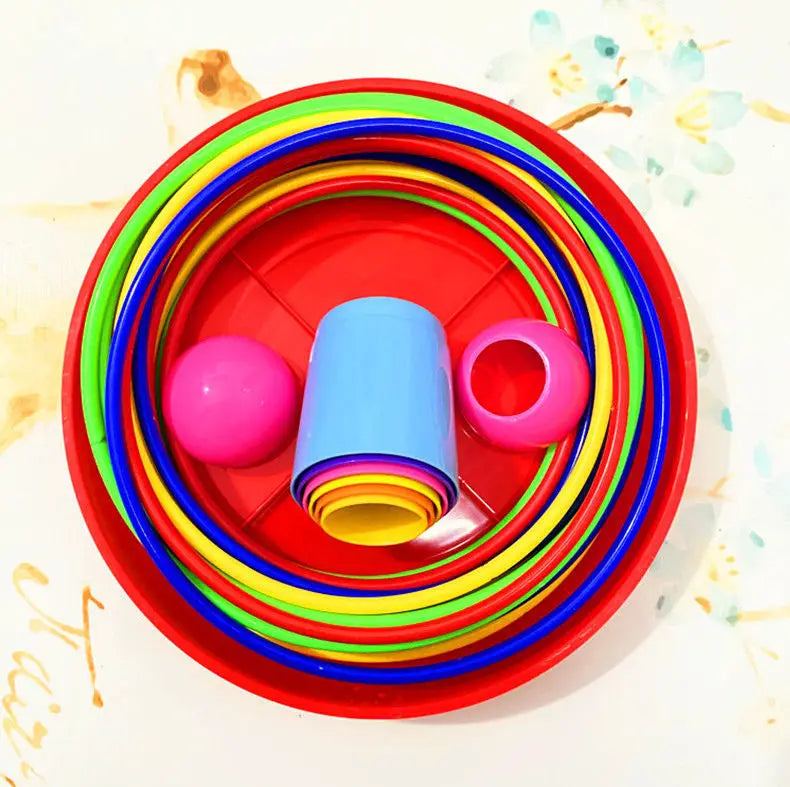 10 layers Children Throw Circle Game Ferrule Stacked Toys Fun Indoor Outdoor Parent-Child Interactive Early Education Gift