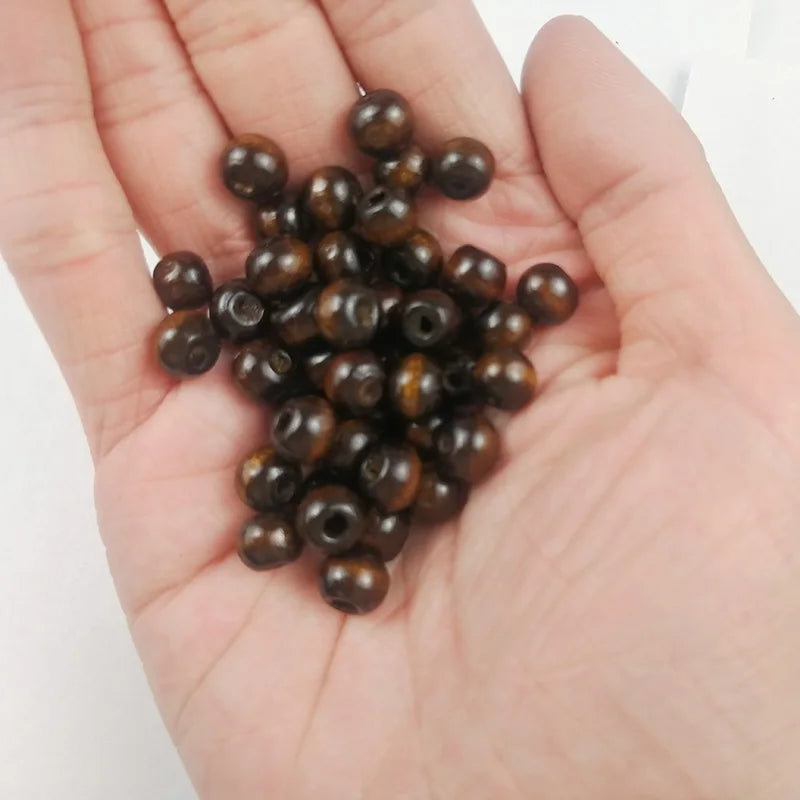 10~500pcs Brown Round Natural Wooden Beads 5/6/8/10/12MM Eco-Friendly wood Loose beads for Jewelry making bracelet craft DIY