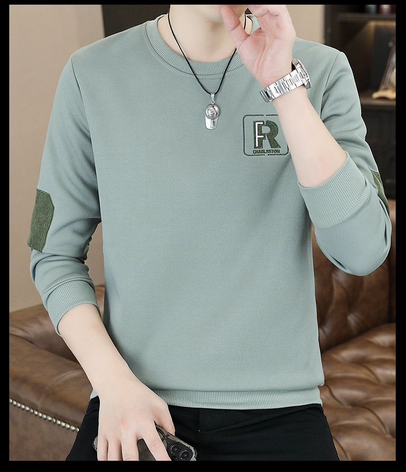 Trendy Spring T-shirt Thickened Bottoming Shirt Men Sweatshirt