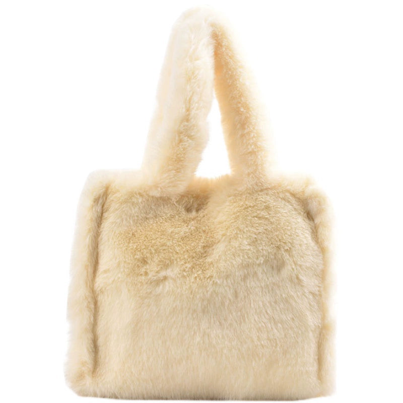 INS Cute Fashion Edge Pressing Mink Shoulder Plush Bag