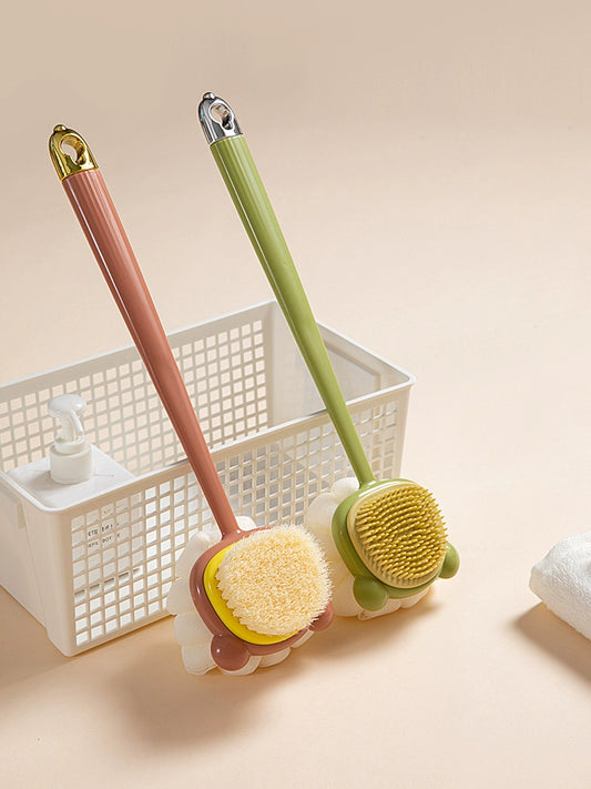 Bath Brush Long Handle Soft Hair Double-Sided Bath Bath Brush No Need for Body Cleaning Bath Brush Wipe Back Rubbing Gadget