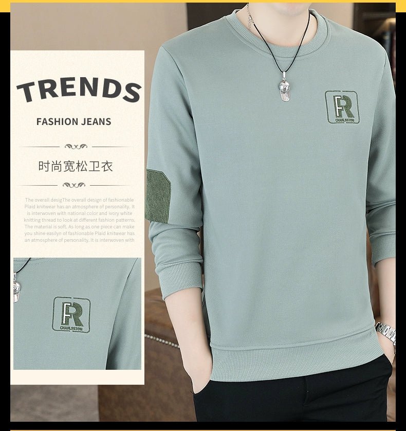 Trendy Spring T-shirt Thickened Bottoming Shirt Men Sweatshirt