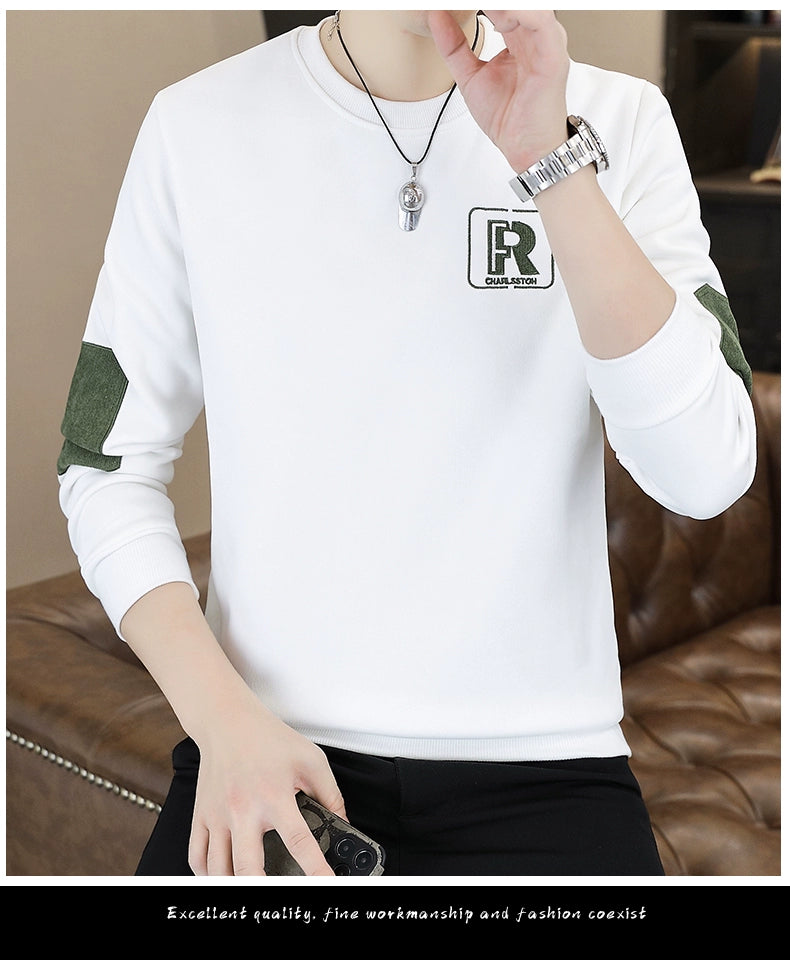 Trendy Spring T-shirt Thickened Bottoming Shirt Men Sweatshirt