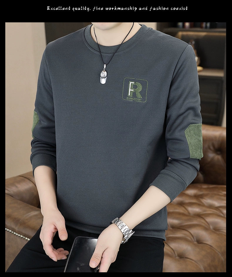 Trendy Spring T-shirt Thickened Bottoming Shirt Men Sweatshirt