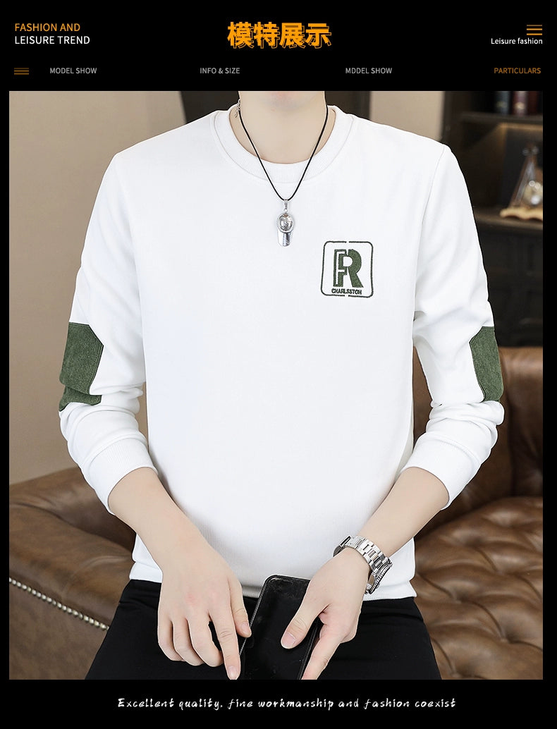 Trendy Spring T-shirt Thickened Bottoming Shirt Men Sweatshirt