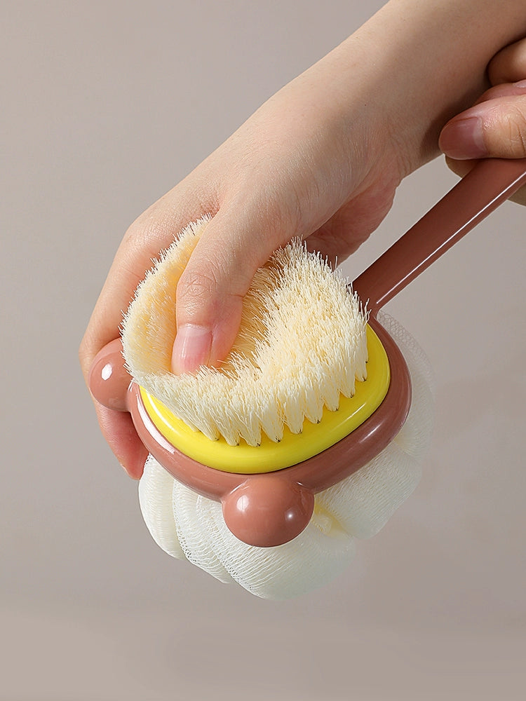 Bath Brush Long Handle Soft Hair Double-Sided Bath Bath Brush No Need for Body Cleaning Bath Brush Wipe Back Rubbing Gadget