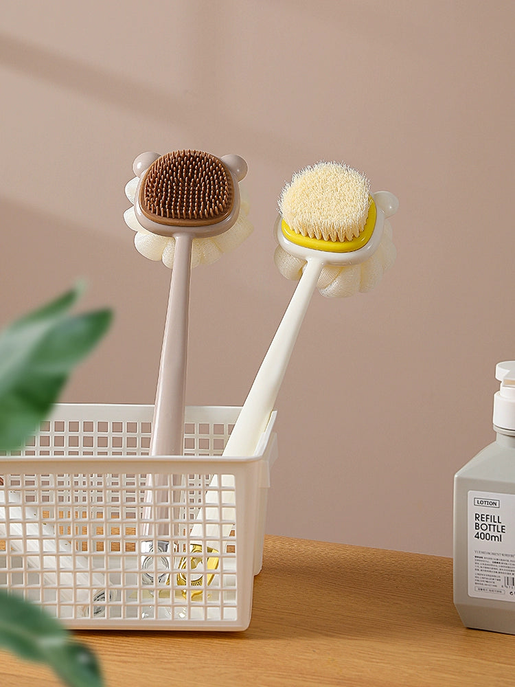 Bath Brush Long Handle Soft Hair Double-Sided Bath Bath Brush No Need for Body Cleaning Bath Brush Wipe Back Rubbing Gadget