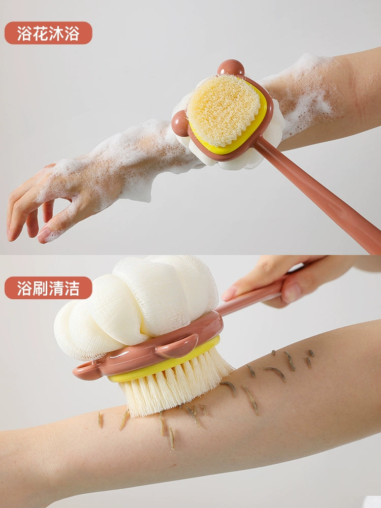 Bath Brush Long Handle Soft Hair Double-Sided Bath Bath Brush No Need for Body Cleaning Bath Brush Wipe Back Rubbing Gadget