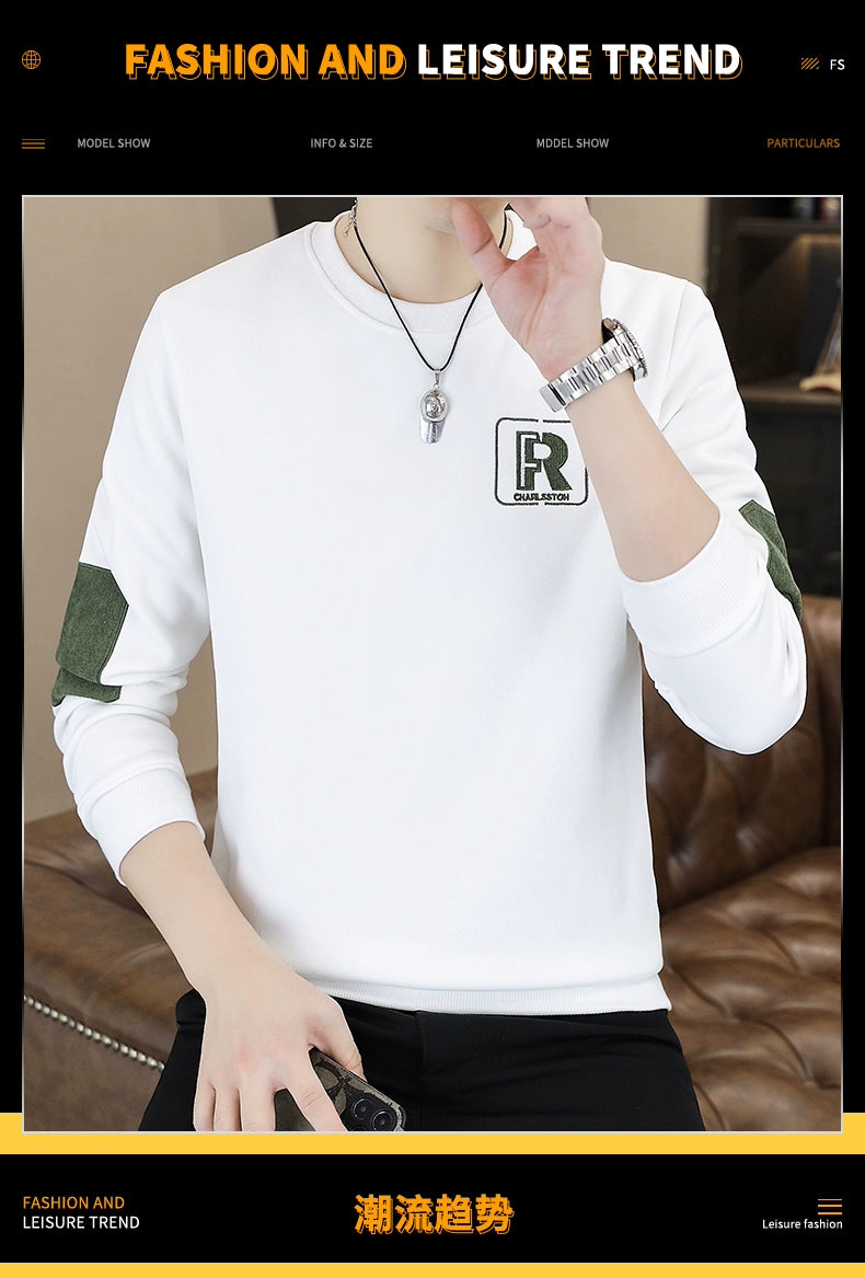 Trendy Spring T-shirt Thickened Bottoming Shirt Men Sweatshirt