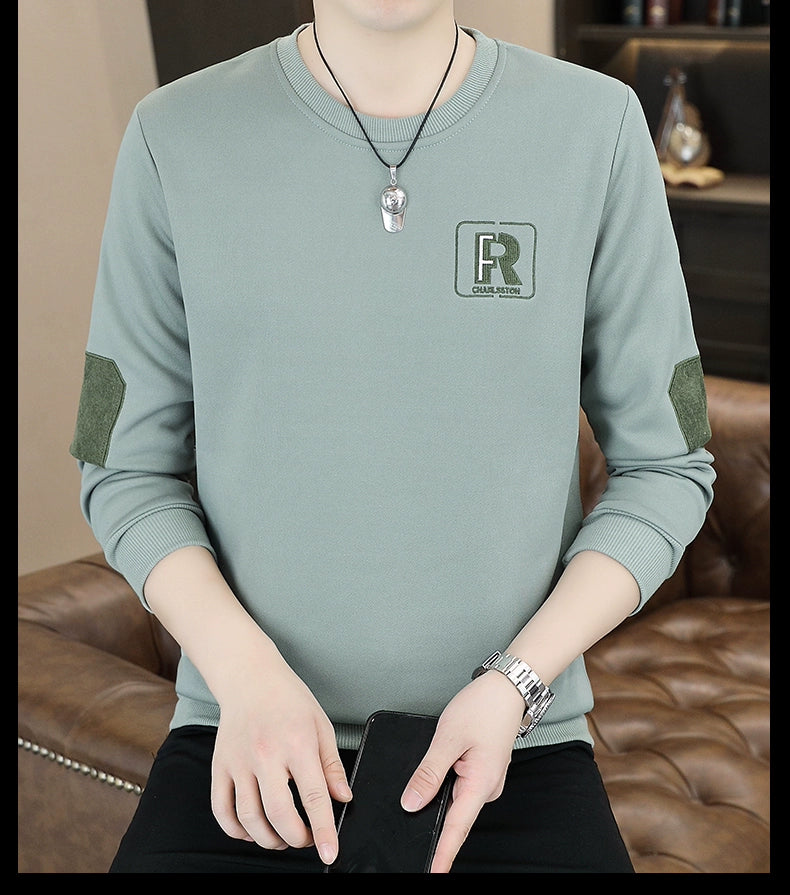 Trendy Spring T-shirt Thickened Bottoming Shirt Men Sweatshirt