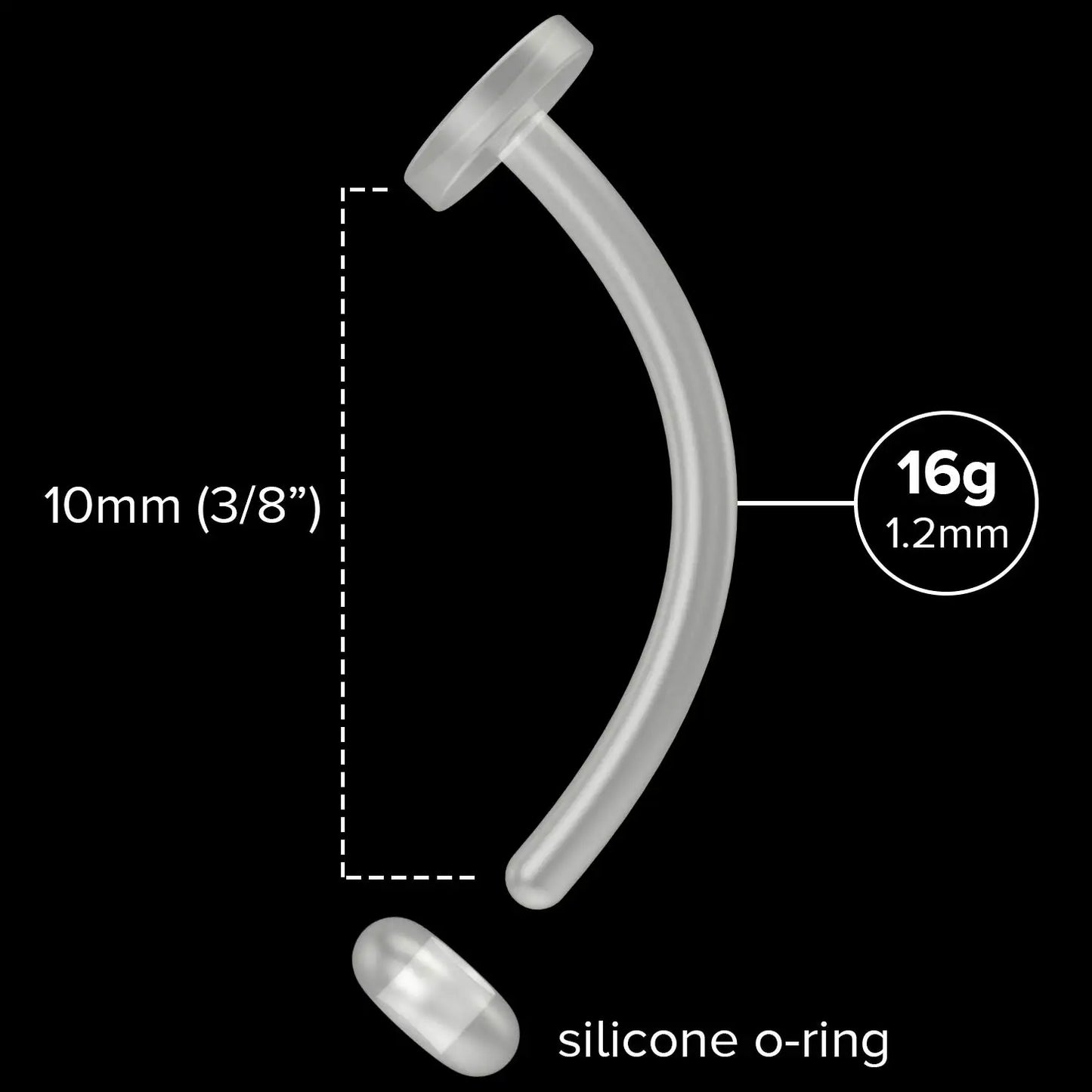 16G Lip Labret Retainers Belly Piercing Retainer Cartilage Flexible Clear BioFlex Curved Barbell Bioplast Jewelry Sleep Surgery