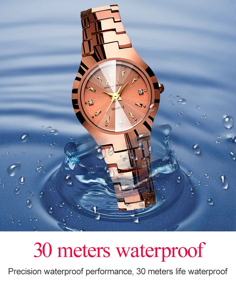 OPK Fashion Quartz Woman's Watch Stainless Steel Waterproof Watch for Women Luxury Elegant Original Ladies Wristwatches