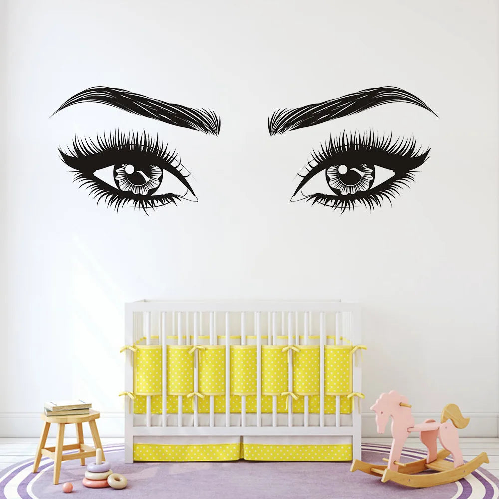 Fashion Girls Lash Brows Eyes Wall Stickers Living Room Decoration Decals for Furniture Sticker Decoration Eyebrows Store Decor