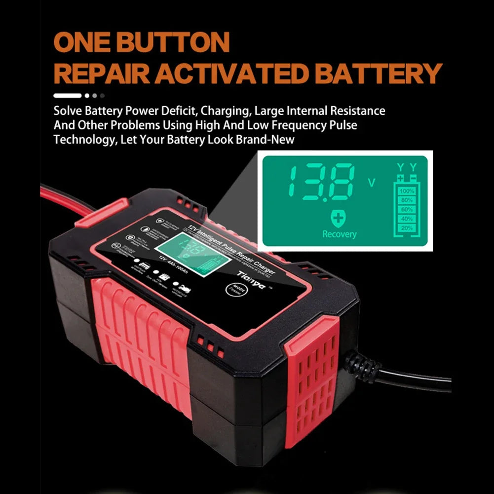 Battery Charger 12V Automatic Battery Charger Digital Display Built-in Circuit Protection for Automobile Truck Motorcycle Boat