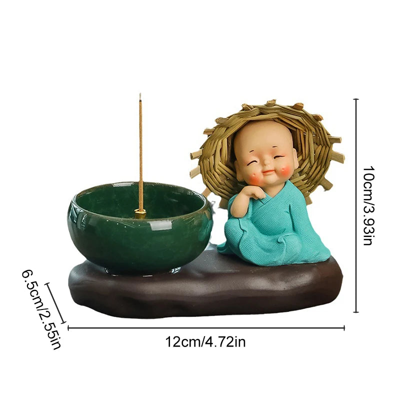 Creative Incense Burner Stick Holder Buddhist Monk Censer Household Aromatherapy Meditation Yoga Studios Decoration Ornament