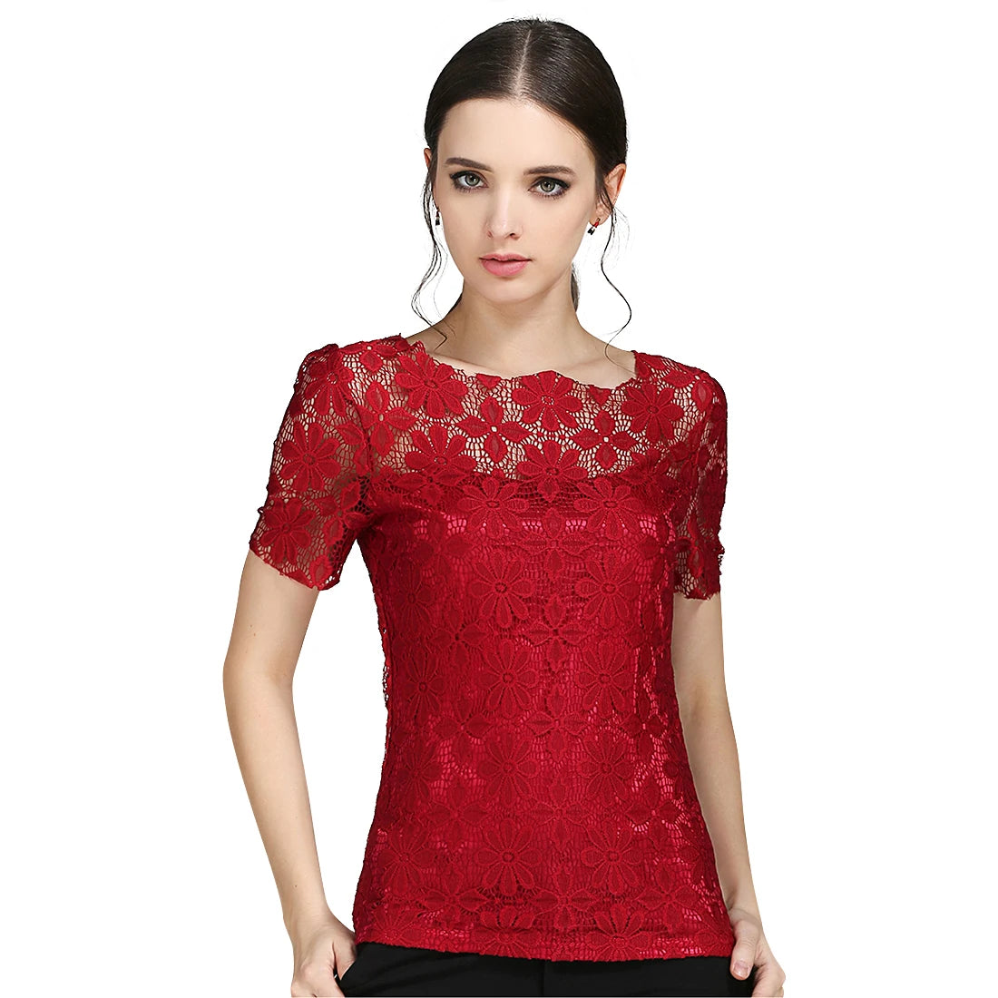 women tops Lace Shirt Blusas Femininas Blouses & Shirts New Fashion Short sleeve Women Blouse plus size Women Clothing 5XL