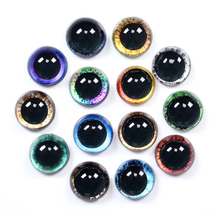 20Pcs/Pack 8mm Glass Eyes for DIY Sewing Dolls Crafts Accessories Cat Eye Dragon Dinosaur Eye Round Cabochon