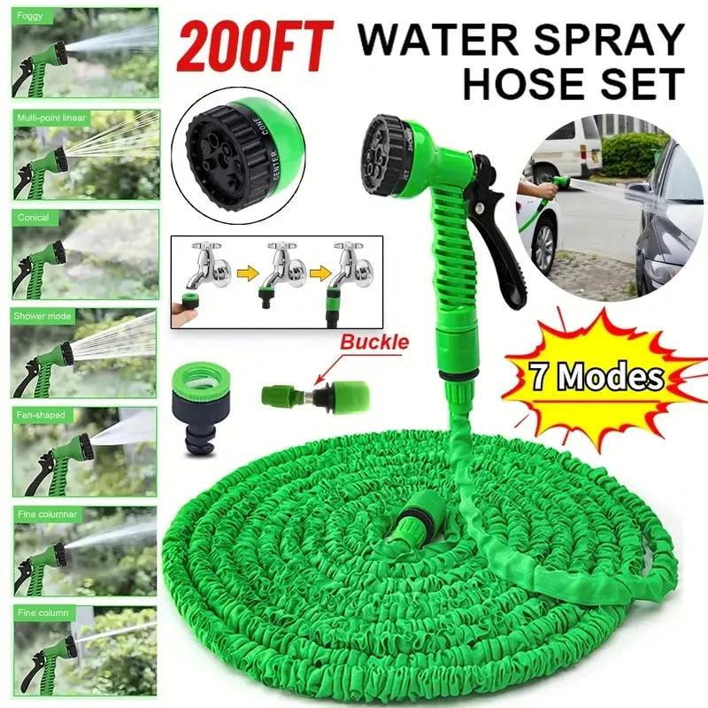 25FT~200FT Expandable Magic Hose, High-Pressure Car Wash, 7Water Spraying Functions, Water Gun, Home Garden Watering Hose