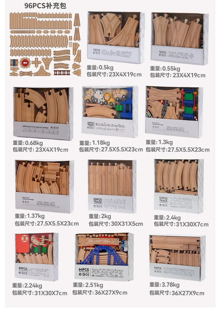 Wood Railway Track Set Expansion Package DIY Building Blocks Accessories Tracks Fit for Biro Wooden Tracks Kids Educational Toys