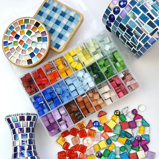 50pcs Assorted Color Mosaic Tiles Stained Glass Bulk Art Craft Supplies for DIY Projects Home Decoration 1X1cm Square