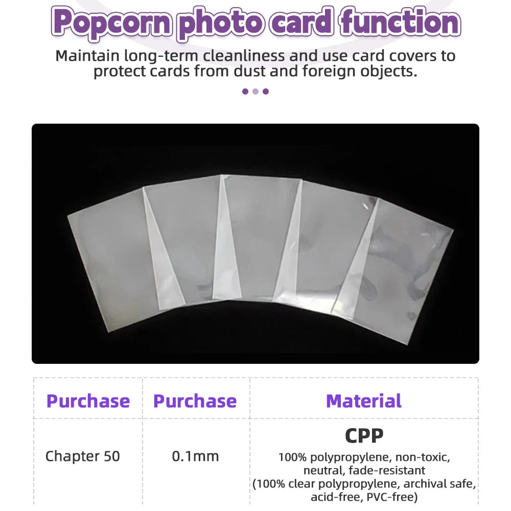 50/100PCS Korea Card Sleeves Clear Acid Free-No CPP HARD 3 Inch Photocard Film Album Binder Original Photo Card Flat Card Holder