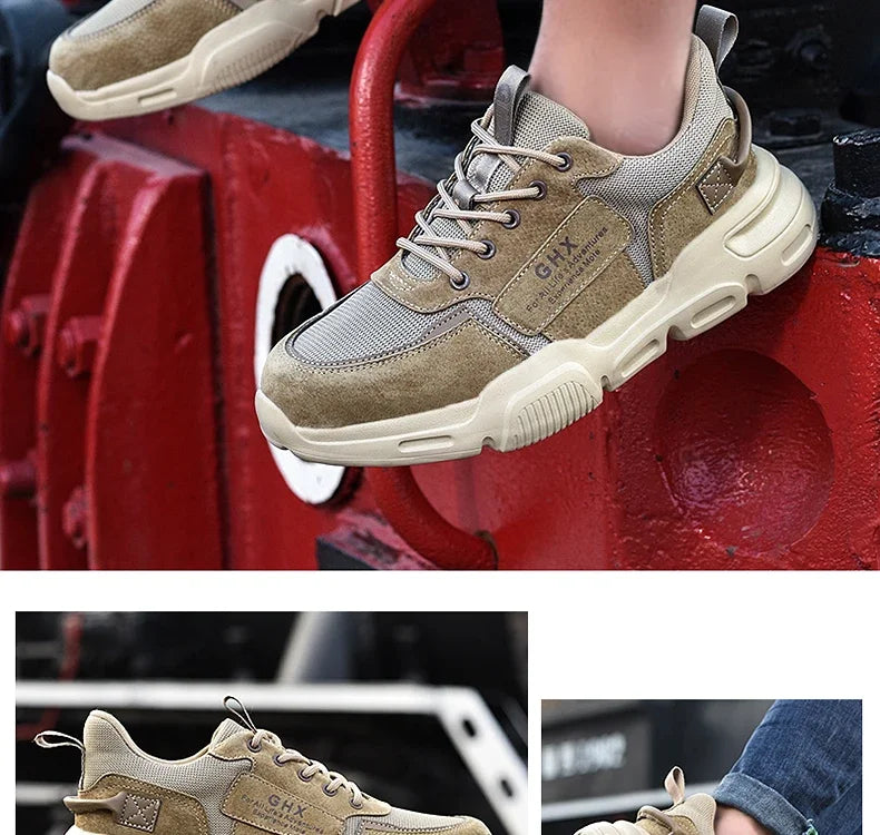 New 2023 Work Safety Shoes Man Lightweight Breathable Boots Anti-puncture Steel Toe Anti-smashing Work Boots Protective Sneakers