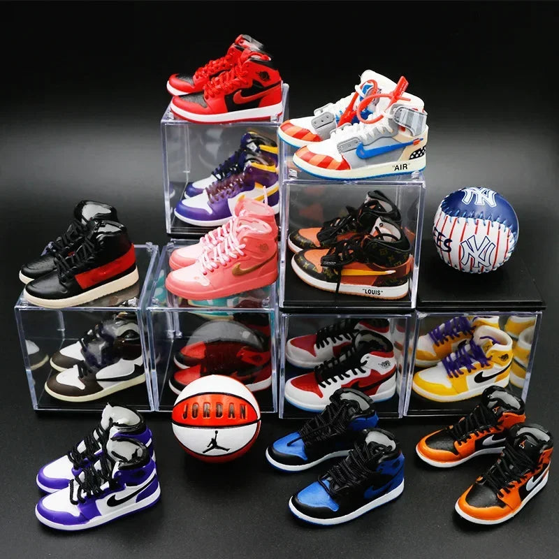 Birthday Gift AJ1 Shoe Model Three-dimensional Sneakers Cake Decoration Car Ornament Jewelry Mini Shoe Model Wall Shoes Gift Box