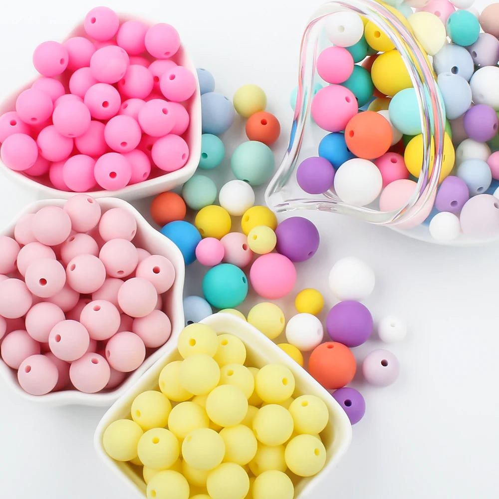 50pcs Silicone Beads 12mm Round Silicone Beads Food Grade Teether DIY Pendant Necklace Pacifier Clip Newborn Nursing Accessories