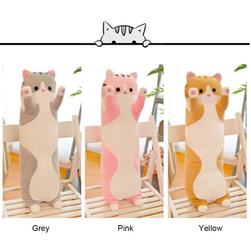 Long Cat Pillow Cute Soft Plush 130cm Toys Stuffed Pause Office Nap Pillow Bed Sleep Pillow Home Decor Gift Doll For Kids Girl