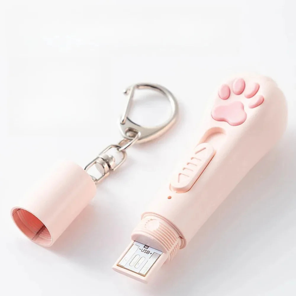 Laser Cat Teaser with Keychain USB Charging Pet Projector Pen Interactive Training Toy Pet Supplies