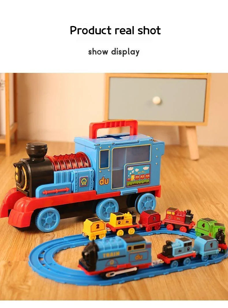 Thomas and Friends Rail Train Suit Racing Track Orbital Set Big Size Train Storage Box Toy Casting Alloy Model Children Toy Gift