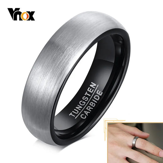 Vnox Basic 6mm Men Wedding Tungsten Carbide Ring, Matte Finished Minimalist Finger Bands Jewelry,Comfort Fit US Size